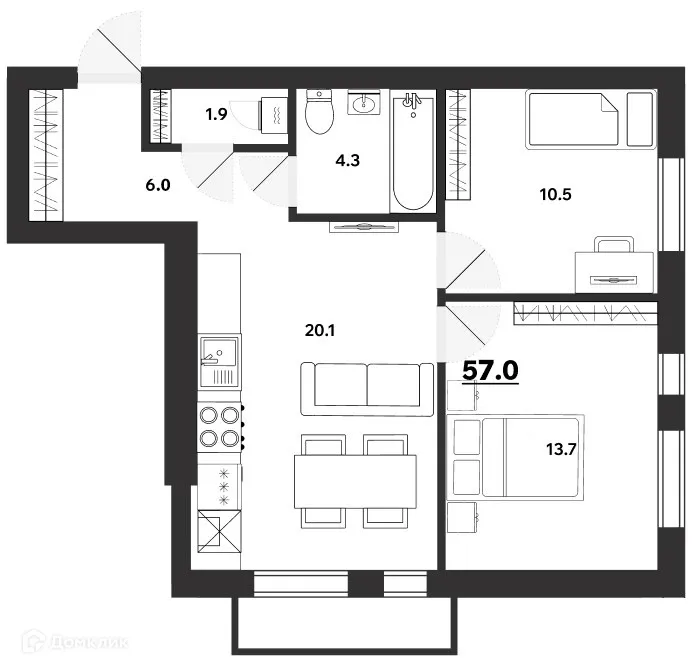 Фото квартиры в ЖК Волга Парк