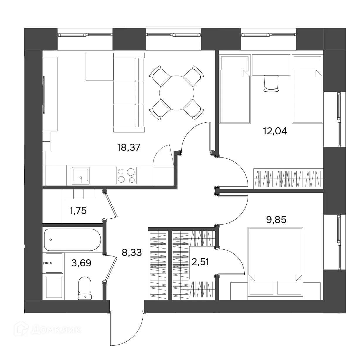 Фото квартиры в ЖК Волга Парк