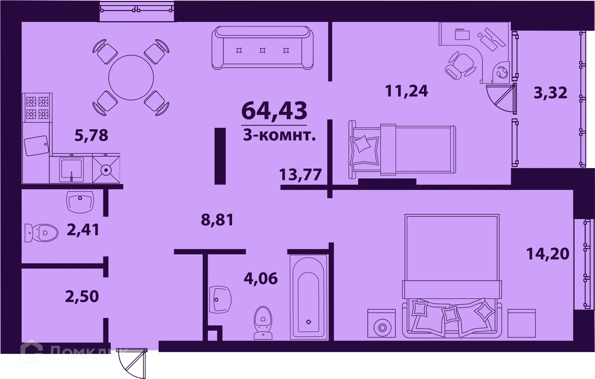 Фото квартиры в ЖК "Сиреневый"