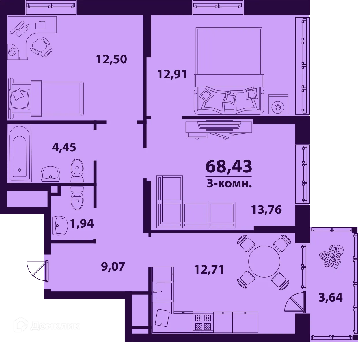Фото квартиры в ЖК "Сиреневый"