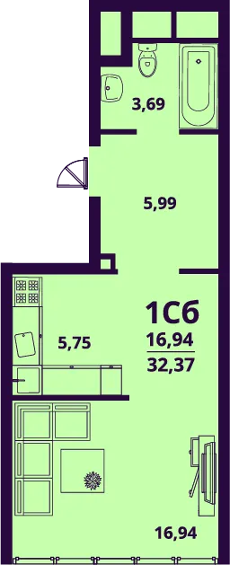 Фото квартиры в ЖК "Сиреневый"