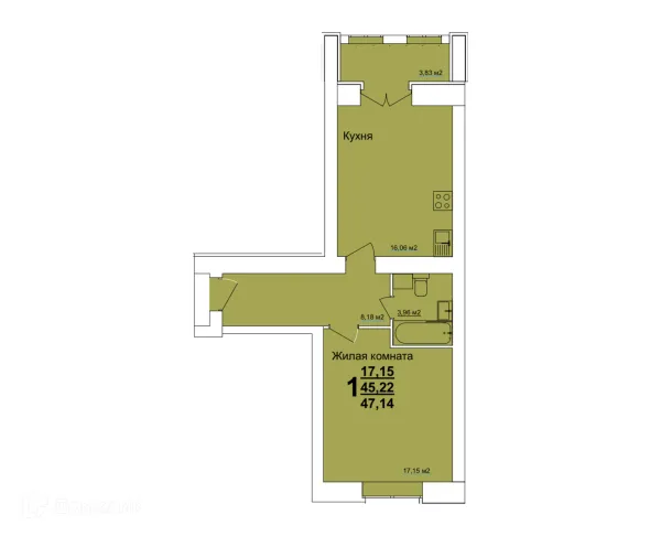 1 комн. квартиры в Ульяновске новостройки