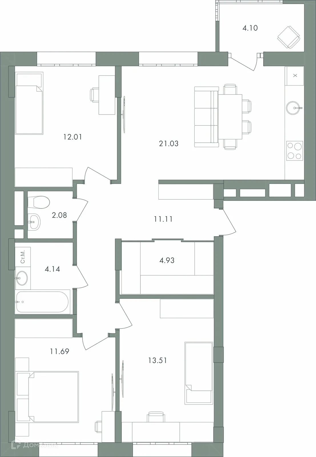 Фото квартиры в ЖК Дом бизнес-класса Дягилев