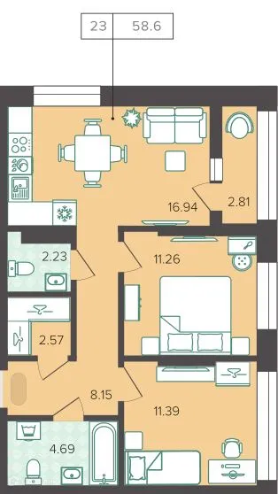 Фото квартиры в ЖК Квартал на Объездной