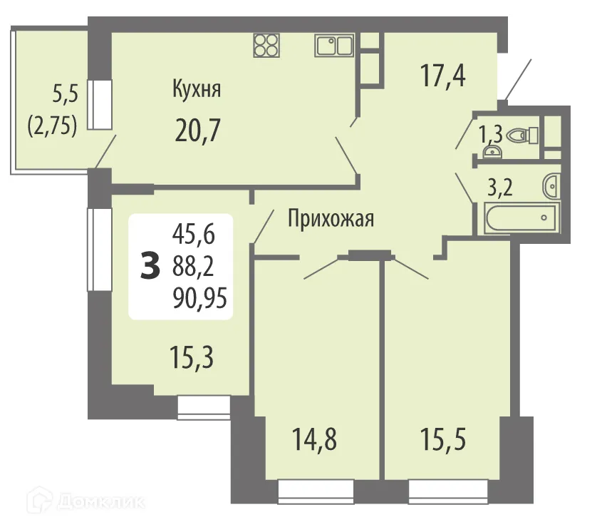 Фото квартиры в ЖК Микрорайон Университет