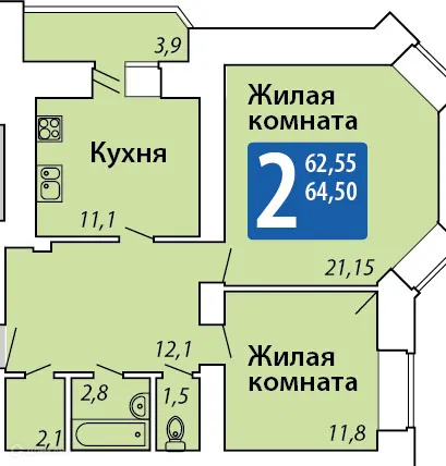 Фото квартиры в ЖК мкр. "Гремячево"