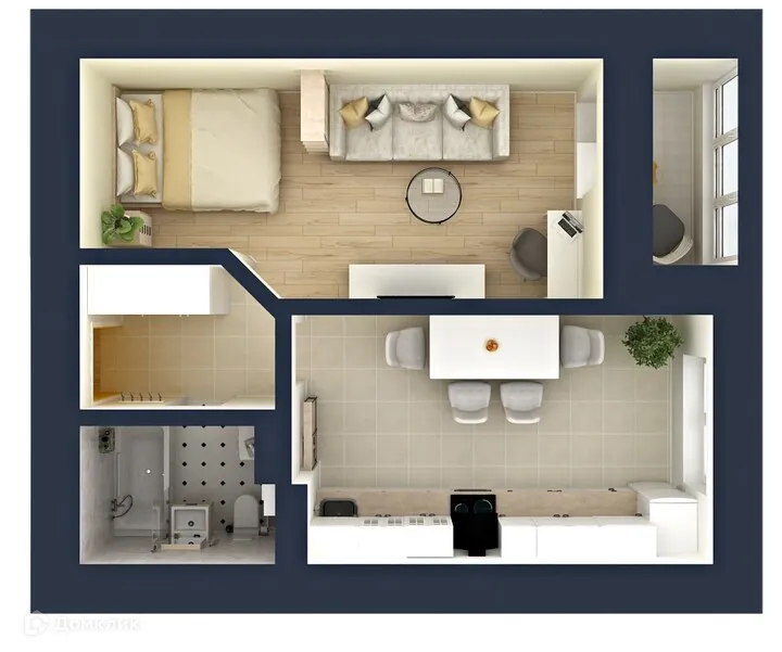 Планировка 1-комнатной квартиры 46.3 м² в ЖК "Гармония NEXT (Гармония Нехт) ", г. Ярославль — фото 3