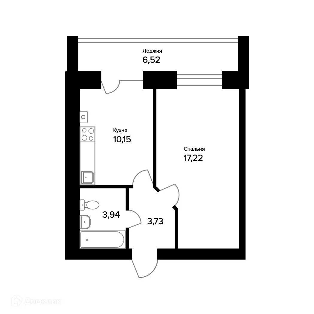Планировка 1-комнатной квартиры 38.3 м² в ЖК "Норские резиденции", г. Ярославль — фото 1
