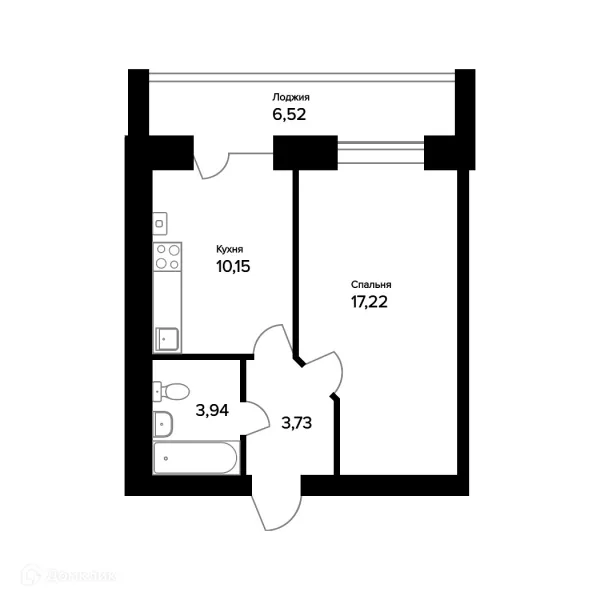 Планировка 1 комн. в ЖК "Норские резиденции"