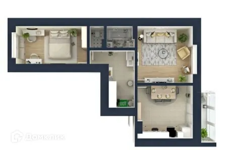 Планировка 2-комнатной квартиры 64.6 м² в ЖК "Мелодия", г. Ярославль — фото 3