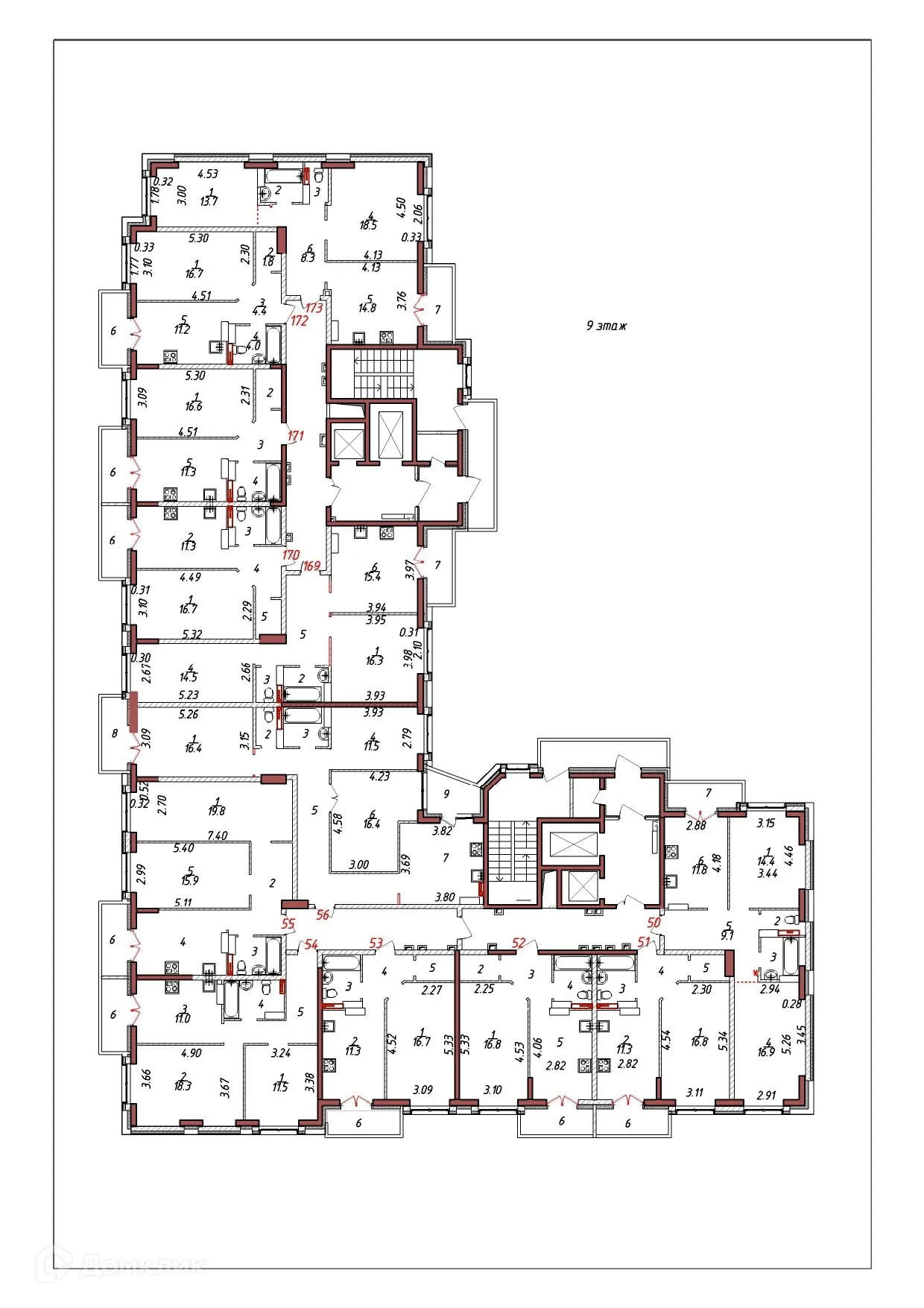 Планировка 1-комнатной квартиры 42.8 м² в ЖК "Мелодия", г. Ярославль — фото 4