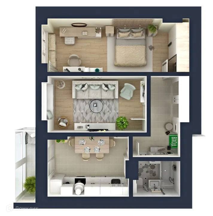 Планировка 2-комнатной квартиры 63.6 м² в ЖК "Мелодия", г. Ярославль — фото 3