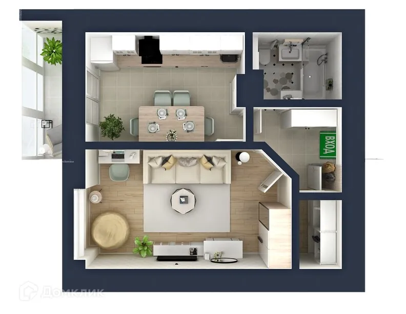 Планировка 1-комнатной квартиры 43 м² в ЖК "Мелодия", г. Ярославль — фото 3