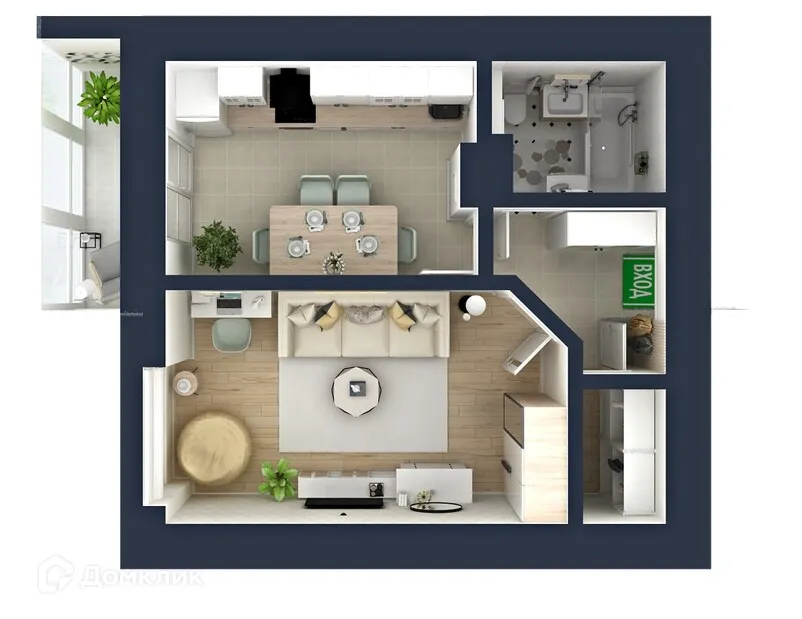 Планировка 1-комнатной квартиры 43.1 м² в ЖК "Мелодия", г. Ярославль — фото 3