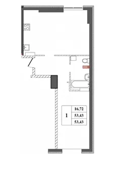 Планировка 1-комнатной квартиры 56.4 м² в ЖК "Мелодия", г. Ярославль — фото 2
