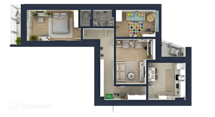 Планировка 3-комнатной квартиры 89.6 м² в ЖК "Мелодия", г. Ярославль — фото 3