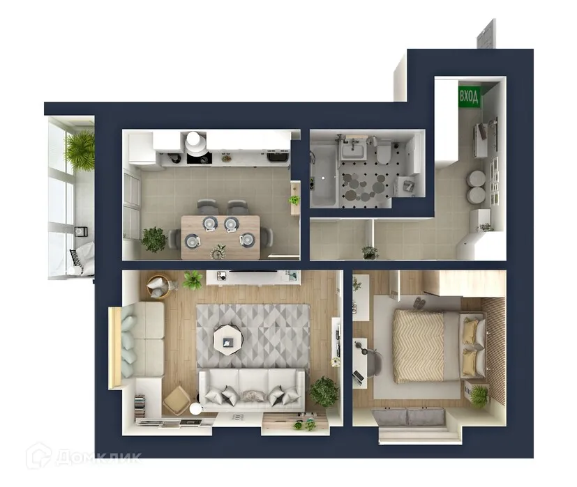 Планировка 2-комнатной квартиры 58.3 м² в ЖК "Мелодия", г. Ярославль — фото 3