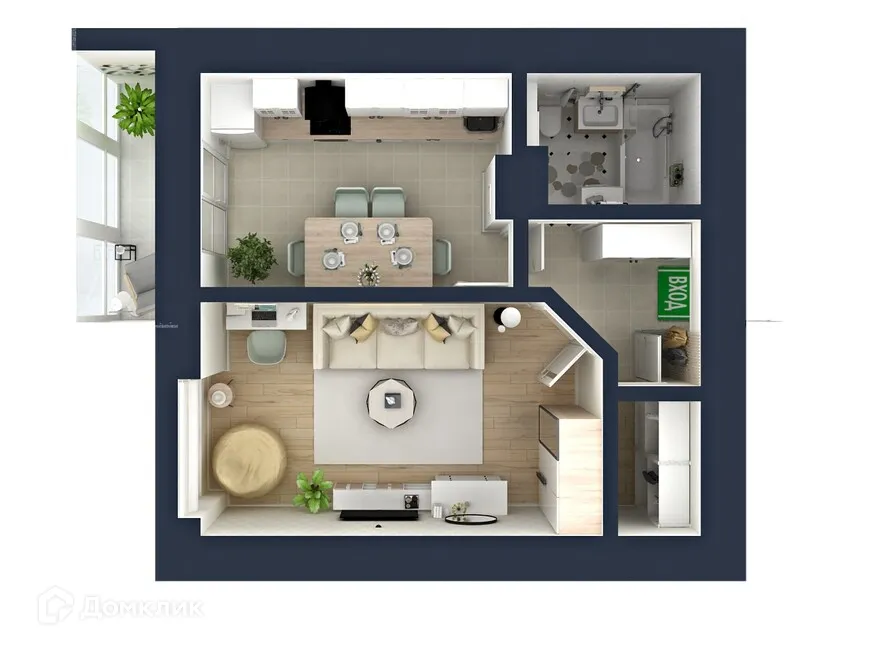 Планировка 1-комнатной квартиры 42.6 м² в ЖК "Мелодия", г. Ярославль — фото 3