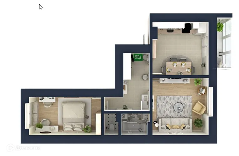 Планировка 2-комнатной квартиры 64.9 м² в ЖК "Мелодия", г. Ярославль — фото 3