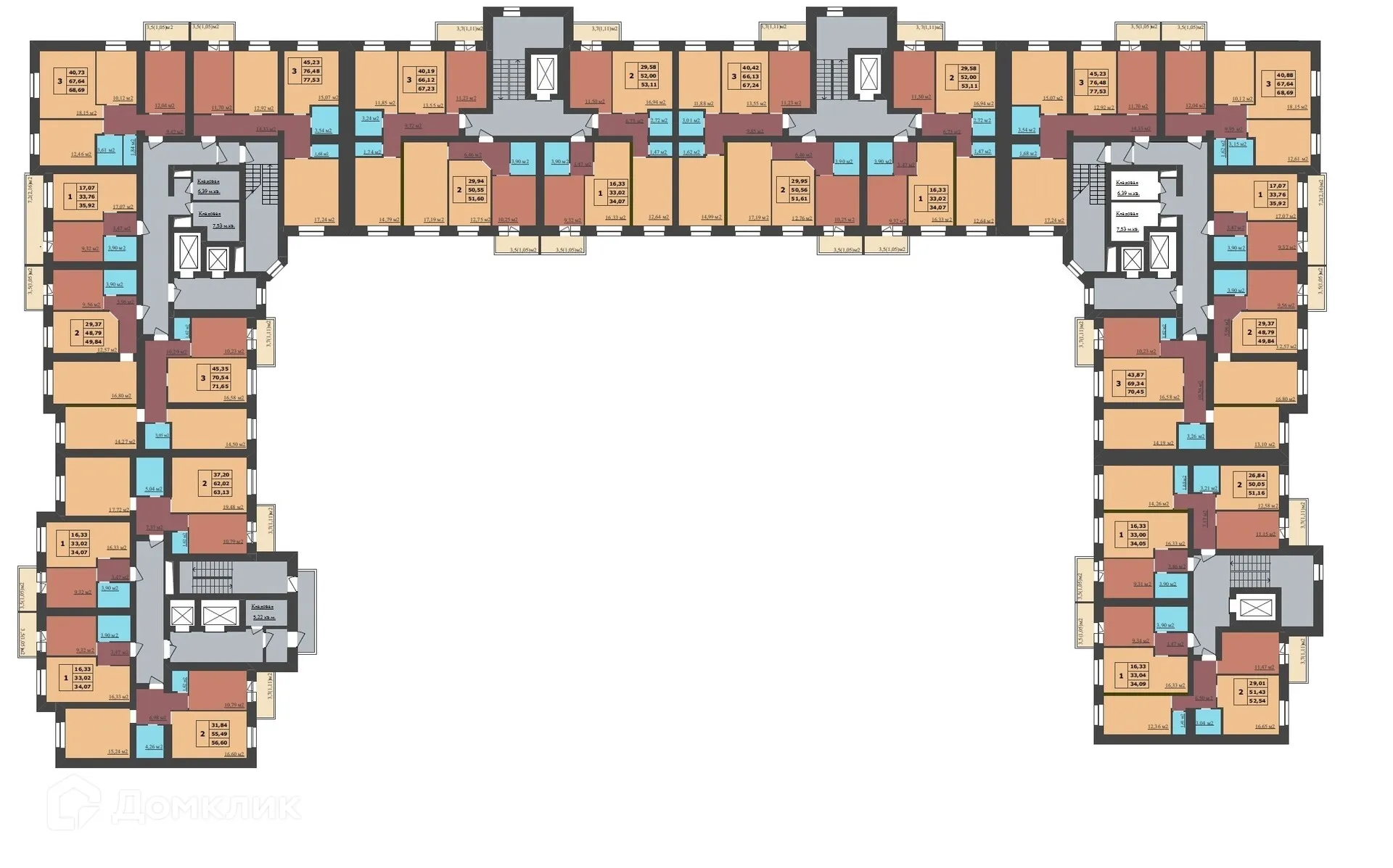 Планировка 3-комнатной квартиры 68.69 м² в ЖК МЕГАПОЛИС, г. Ярославль — фото 2