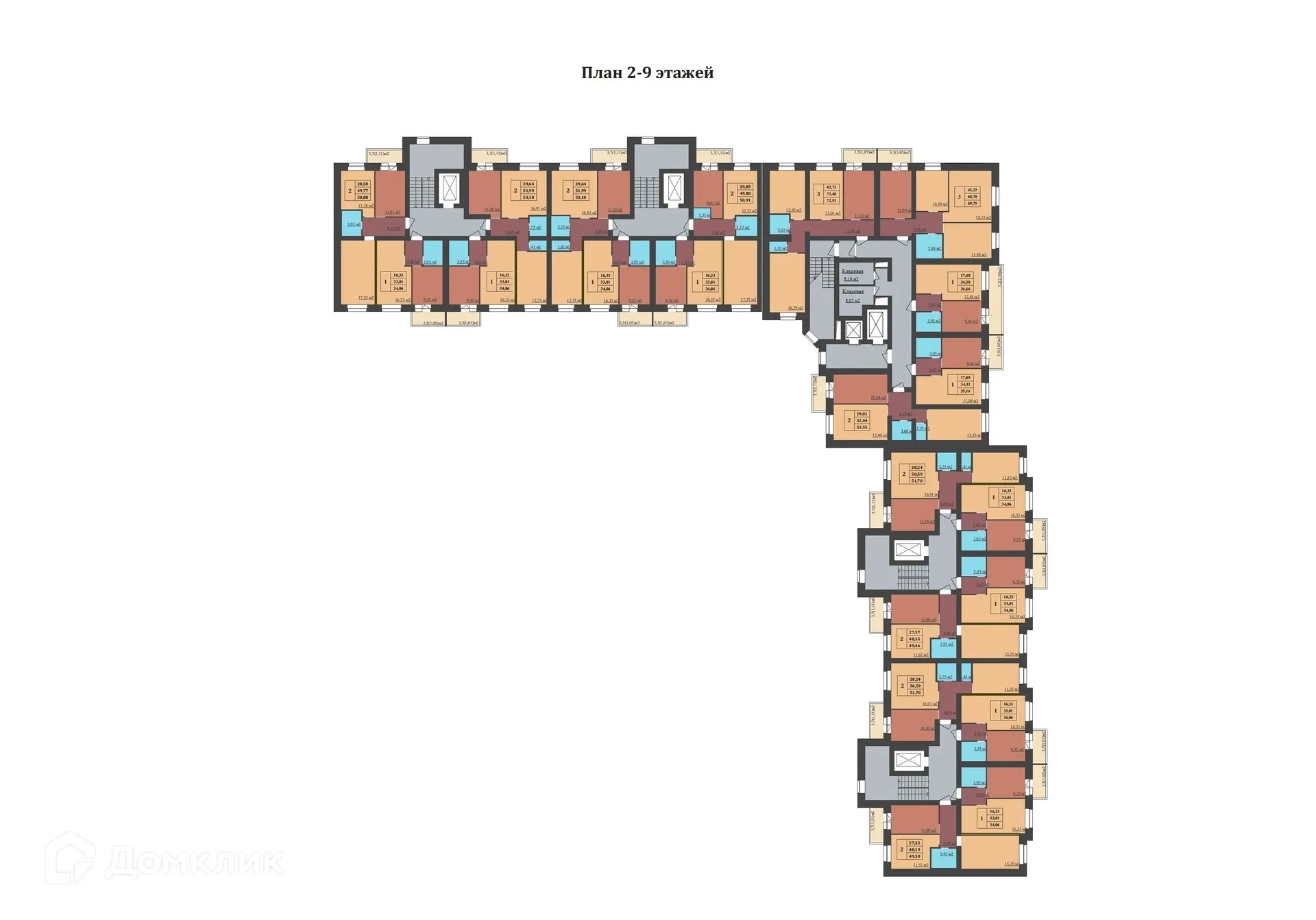 Планировка 3-комнатной квартиры 69.75 м² в ЖК МЕГАПОЛИС, г. Ярославль — фото 2