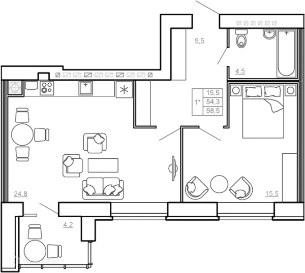 Квартира в ЖК "Пять звёзд"