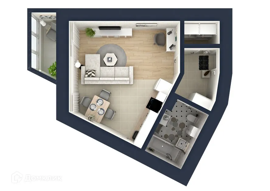 Планировка студии квартиры 40.1 м² в ЖК "Гармония NEXT (Гармония Нехт) ", г. Ярославль — фото 3