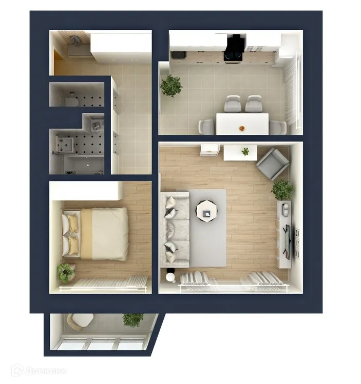 Планировка 2-комнатной квартиры 66.7 м² в ЖК "Гармония NEXT (Гармония Нехт) ", г. Ярославль — фото 3