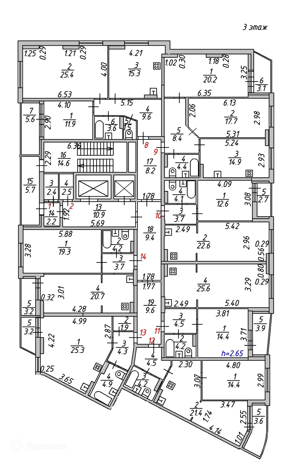Планировка 2-комнатной квартиры 48.1 м² в ЖК "Гармония NEXT (Гармония Нехт) ", г. Ярославль — фото 4