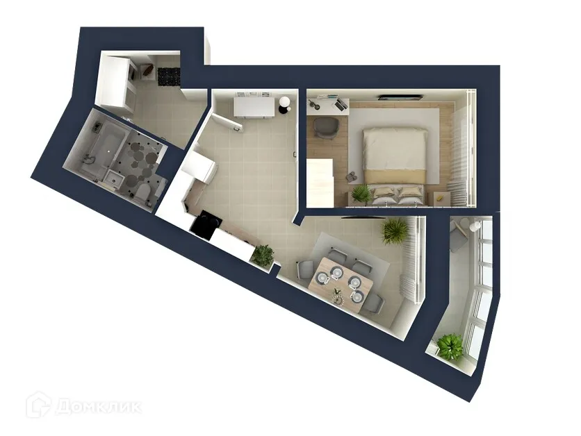 Планировка 2-комнатной квартиры 47.7 м² в ЖК "Гармония NEXT (Гармония Нехт) ", г. Ярославль — фото 3