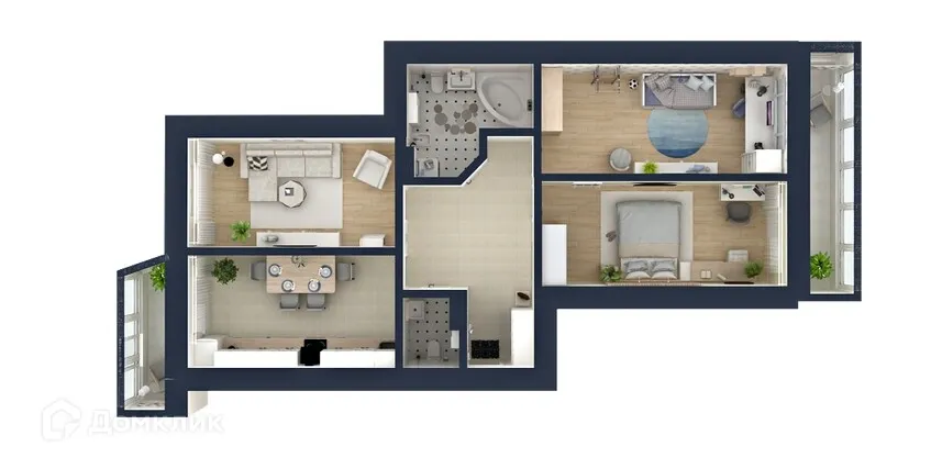 Планировка 3-комнатной квартиры 114.2 м² в ЖК "Гармония NEXT (Гармония Нехт) ", г. Ярославль — фото 3