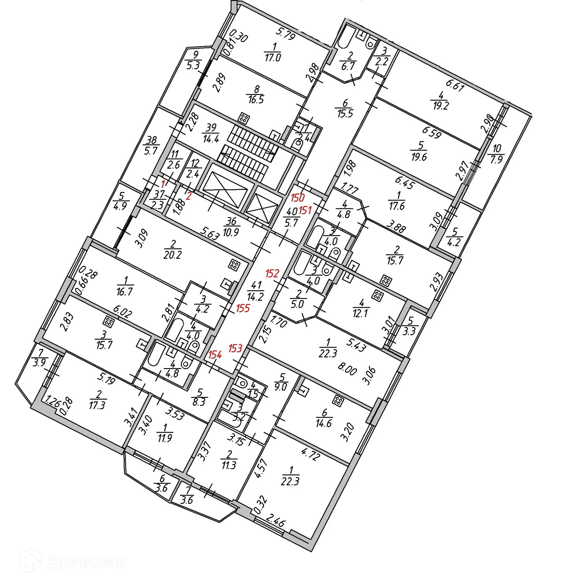 Планировка 2-комнатной квартиры 65.5 м² в ЖК "Гармония NEXT (Гармония Нехт) ", г. Ярославль — фото 4