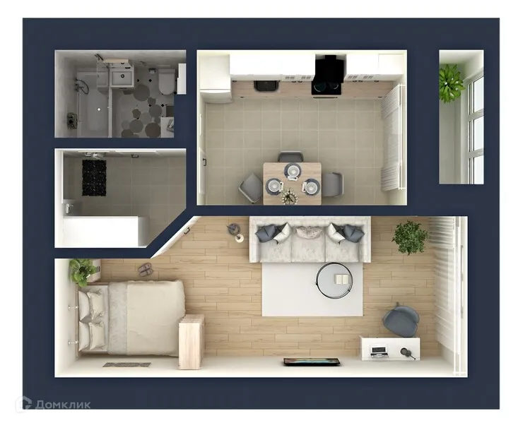 Планировка 1-комнатной квартиры 45.7 м² в ЖК "Гармония NEXT (Гармония Нехт) ", г. Ярославль — фото 3