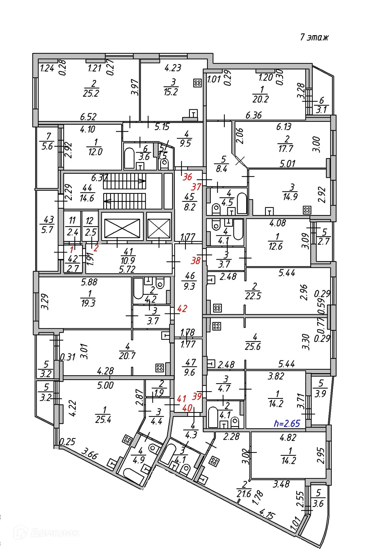 Планировка 2-комнатной квартиры 72.6 м² в ЖК "Гармония NEXT (Гармония Нехт) ", г. Ярославль — фото 4