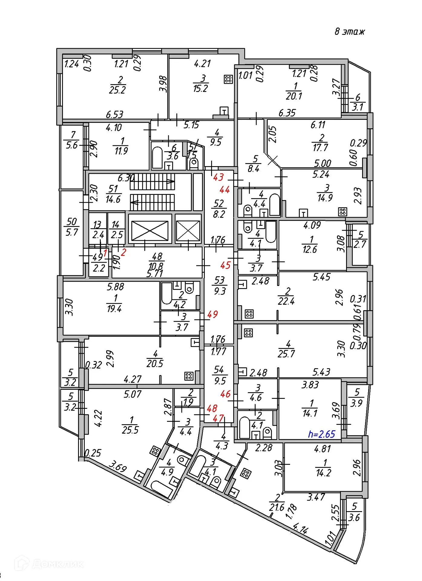 Планировка 2-комнатной квартиры 68.6 м² в ЖК "Гармония NEXT (Гармония Нехт) ", г. Ярославль — фото 4