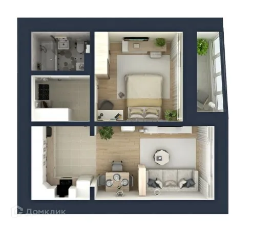 Планировка 1-комнатной квартиры 45.5 м² в ЖК "Гармония NEXT (Гармония Нехт) ", г. Ярославль — фото 3