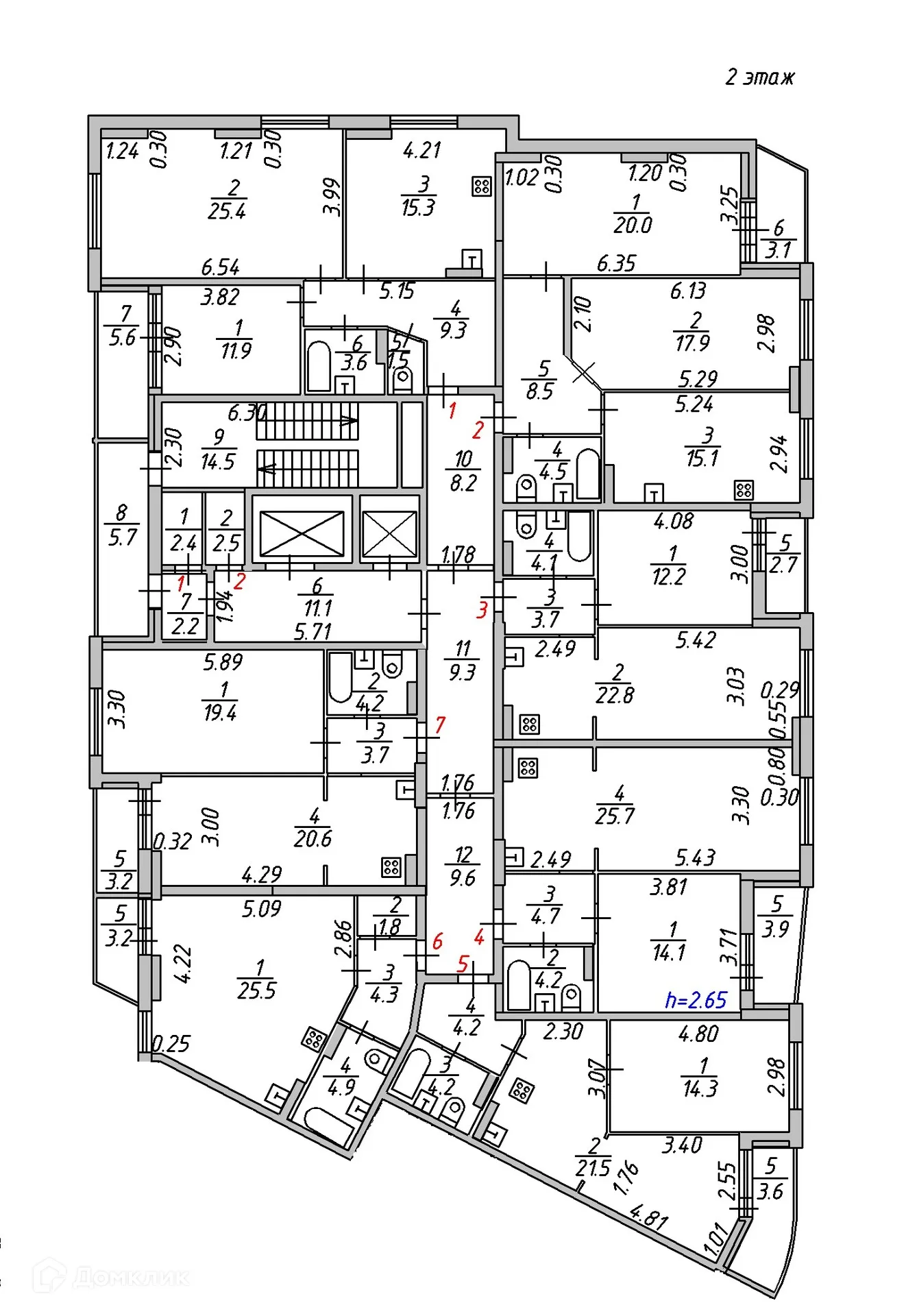 Планировка 2-комнатной квартиры 47.8 м² в ЖК "Гармония NEXT (Гармония Нехт) ", г. Ярославль — фото 4