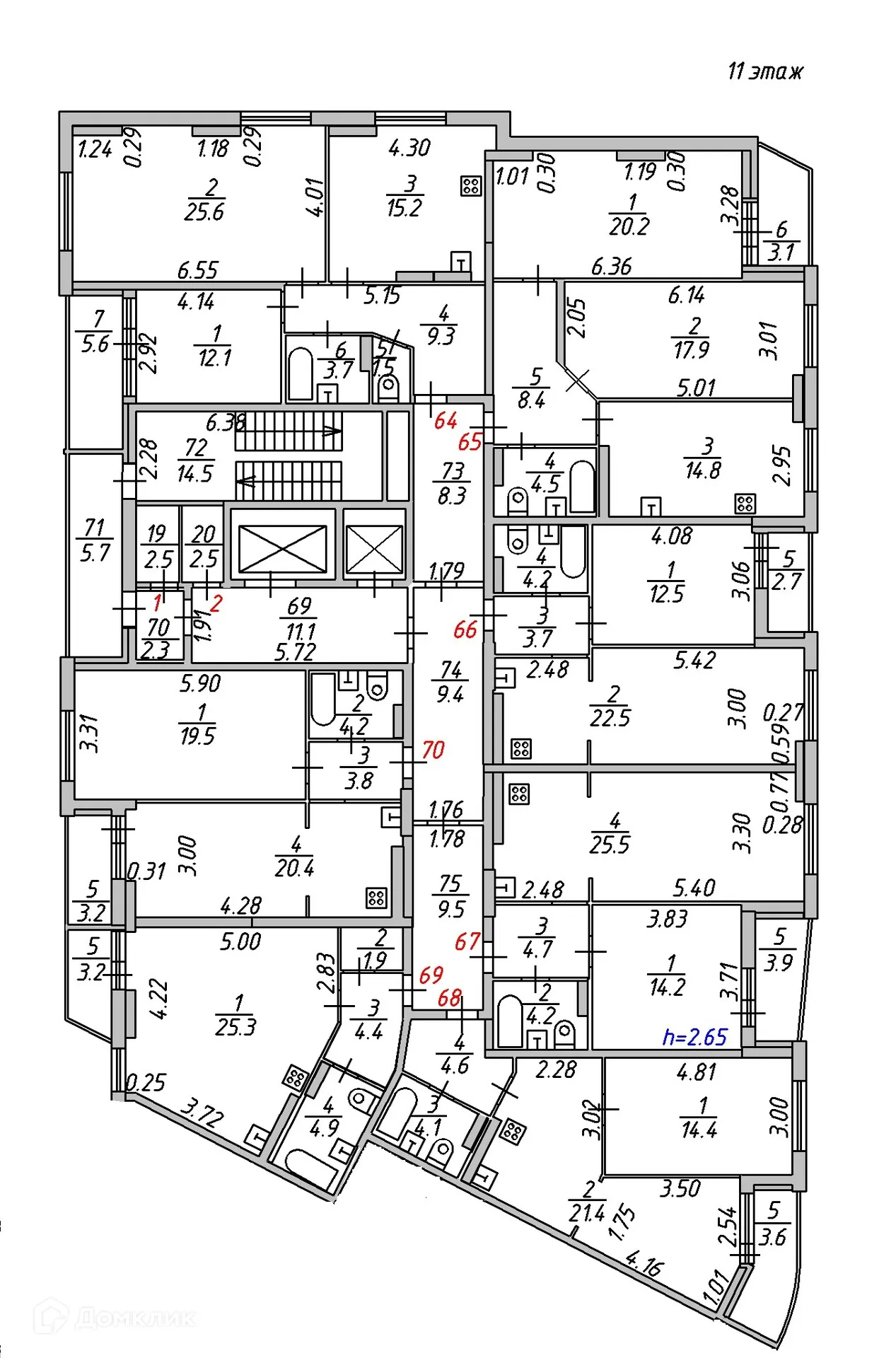 Планировка 1-комнатной квартиры 52.5 м² в ЖК "Гармония NEXT (Гармония Нехт) ", г. Ярославль — фото 4