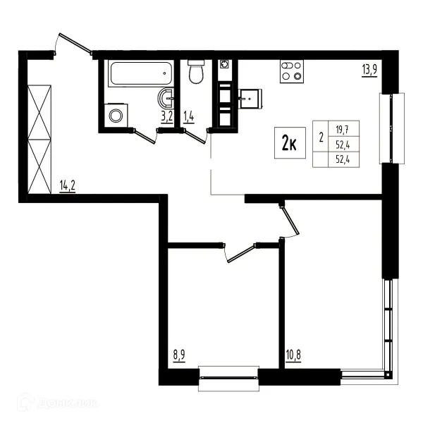 Планировка 2 комн. в ЖК Мелодия леса