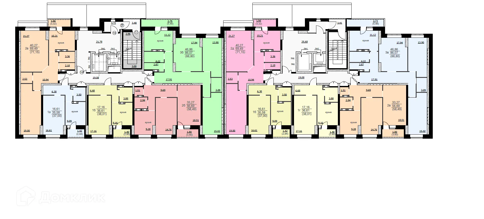 Планировка 3-комнатной квартиры 88.8 м² в ЖК Алые паруса, г. Ярославль — фото 2
