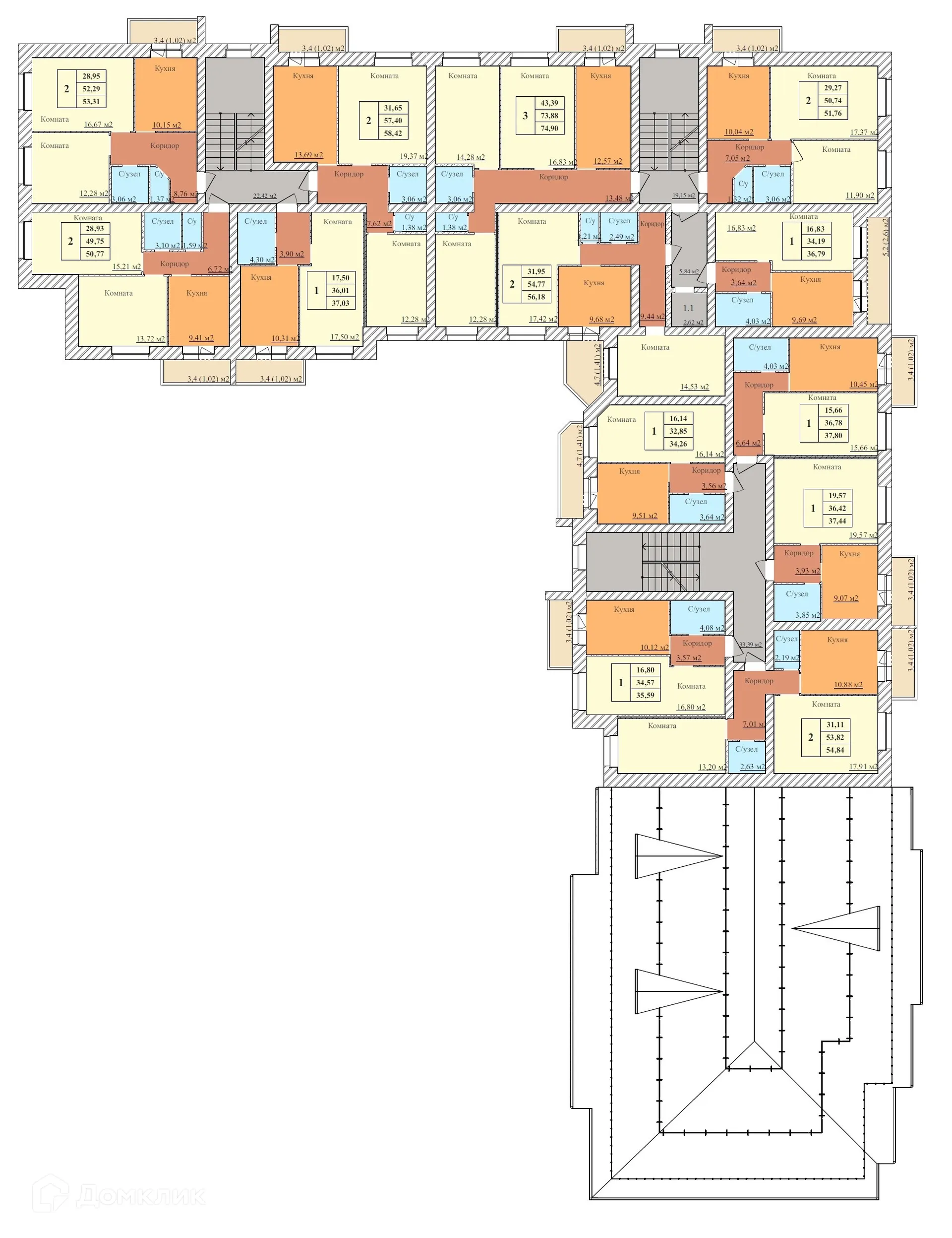 Планировка 1-комнатной квартиры 37.03 м² в ЖК ЗАРЯ, г. Ярославль — фото 2