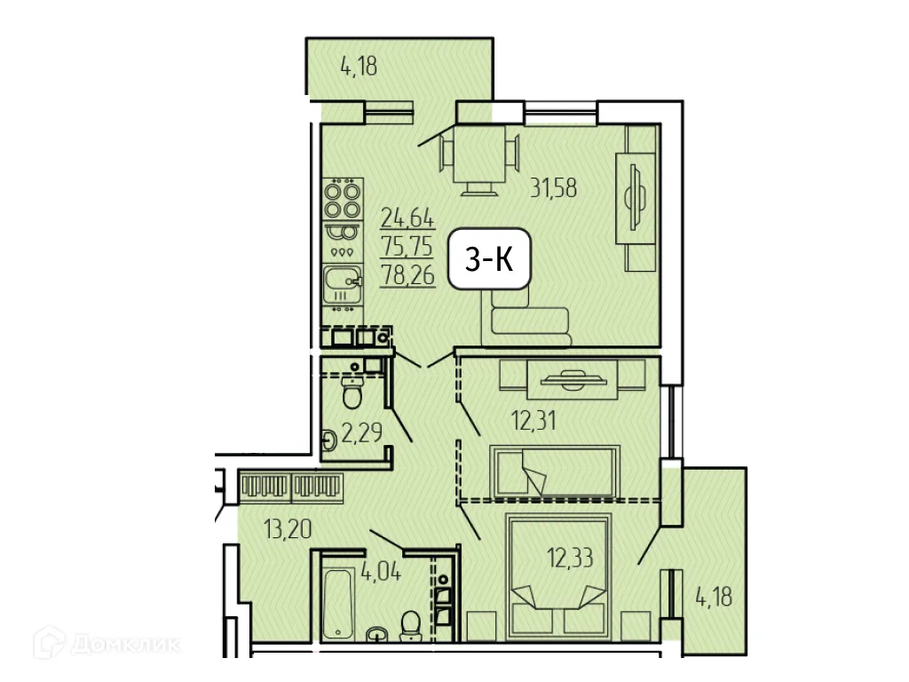Фото квартиры в ЖК "SMIT-квартал в 128 кв."