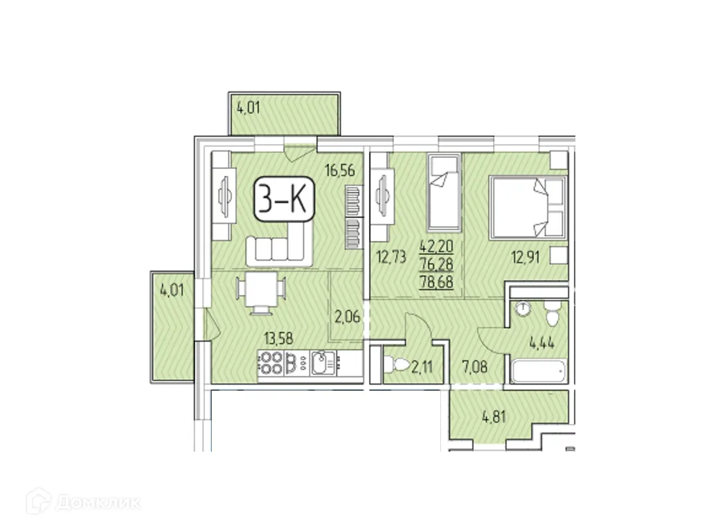 Фото квартиры в ЖК SMIT-квартал в 105 кв.