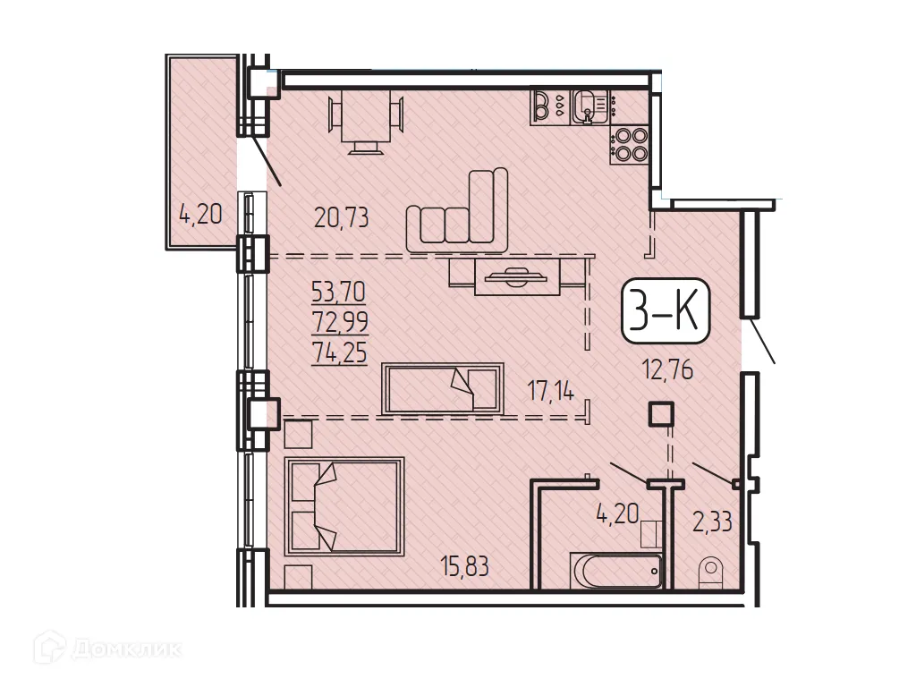 Фото квартиры в ЖК "SMIT-квартал в 128 кв."