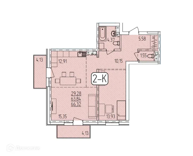 Фото квартиры в ЖК "SMIT-квартал в 128 кв."