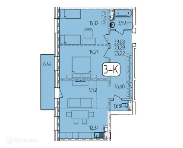 Фото квартиры в ЖК "SMIT-квартал в 128 кв."