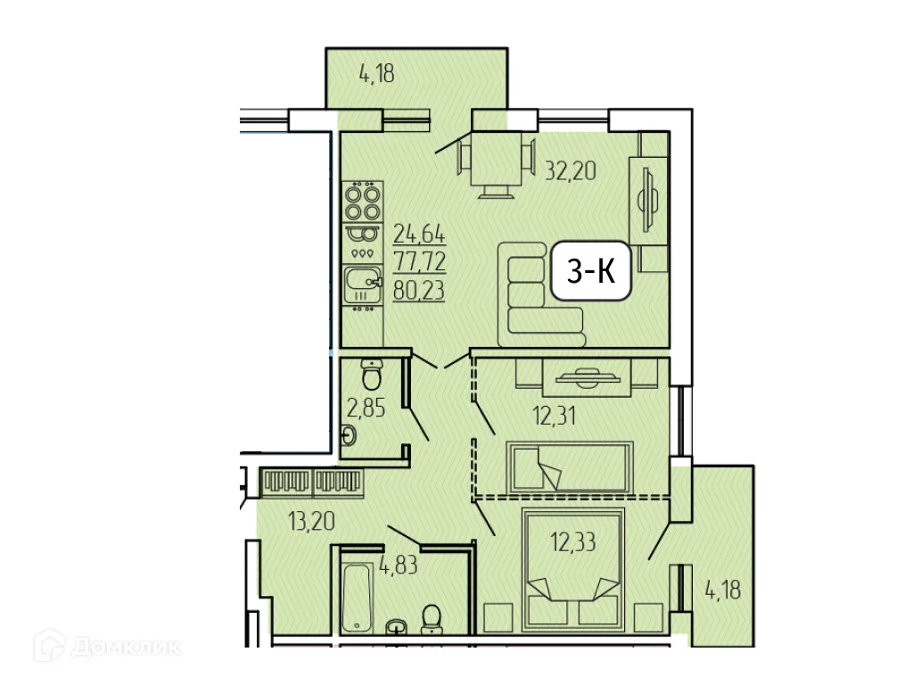 Фото квартиры в ЖК "SMIT-квартал в 128 кв."