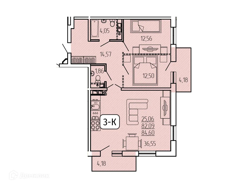 Фото квартиры в ЖК "SMIT-квартал в 128 кв."