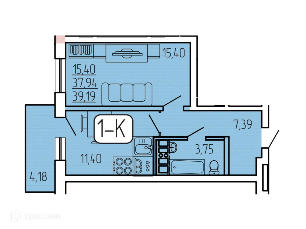 Фото квартиры в ЖК "SMIT-квартал в 128 кв."