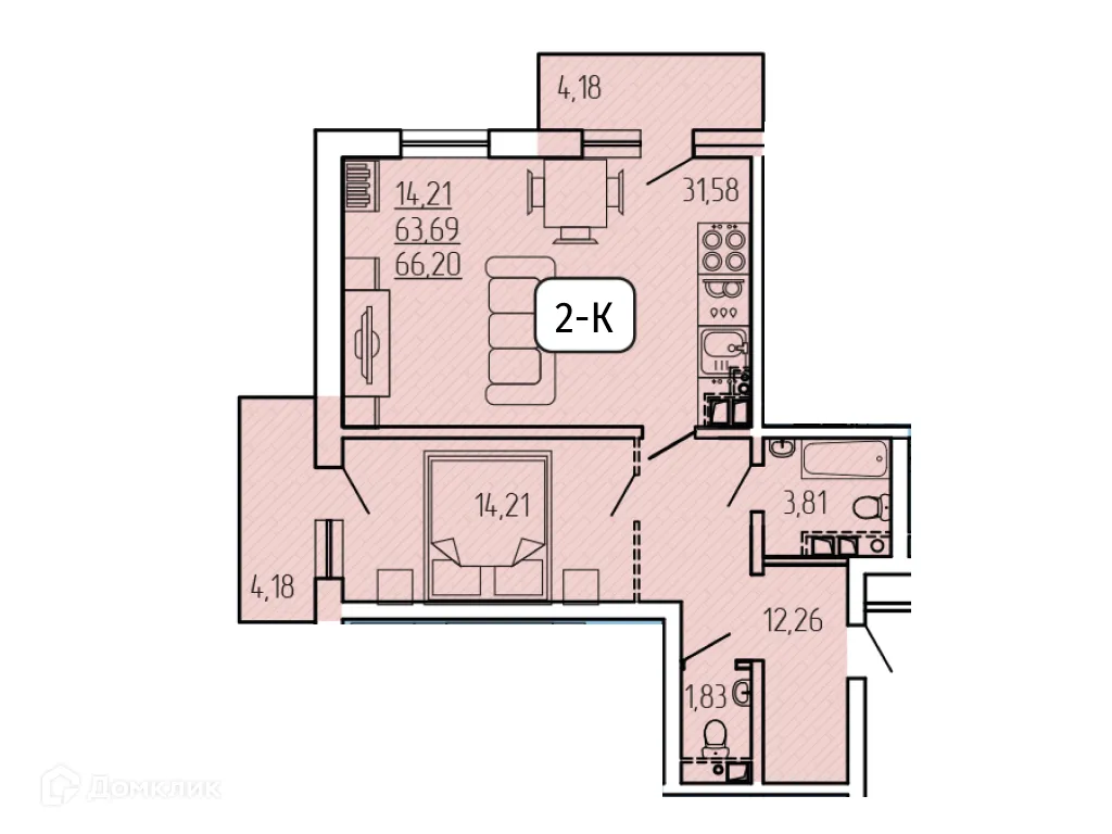 Фото квартиры в ЖК "SMIT-квартал в 128 кв."